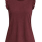 North Ruffle Trimmed Sleeve Slub Tank - Merlot - Southern Belle Boutique