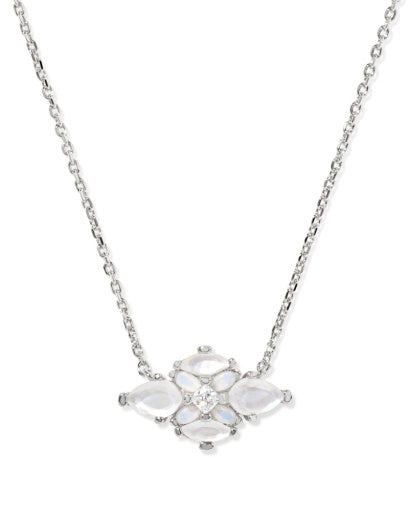 Abbie Crystal Short Pendant Necklace - Silver Neutral Mix