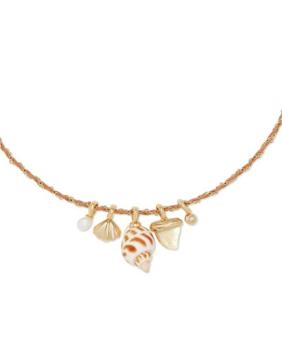 Oleana Charm Necklace Gold Iridescent Abalone - Southern Belle Boutique