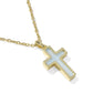Cross Pendant Necklace - Gold Matte Light Blue Dichroic Glass - Southern Belle Boutique