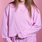 Stripe Mono Tag LongSleeve Top - Neon Pink