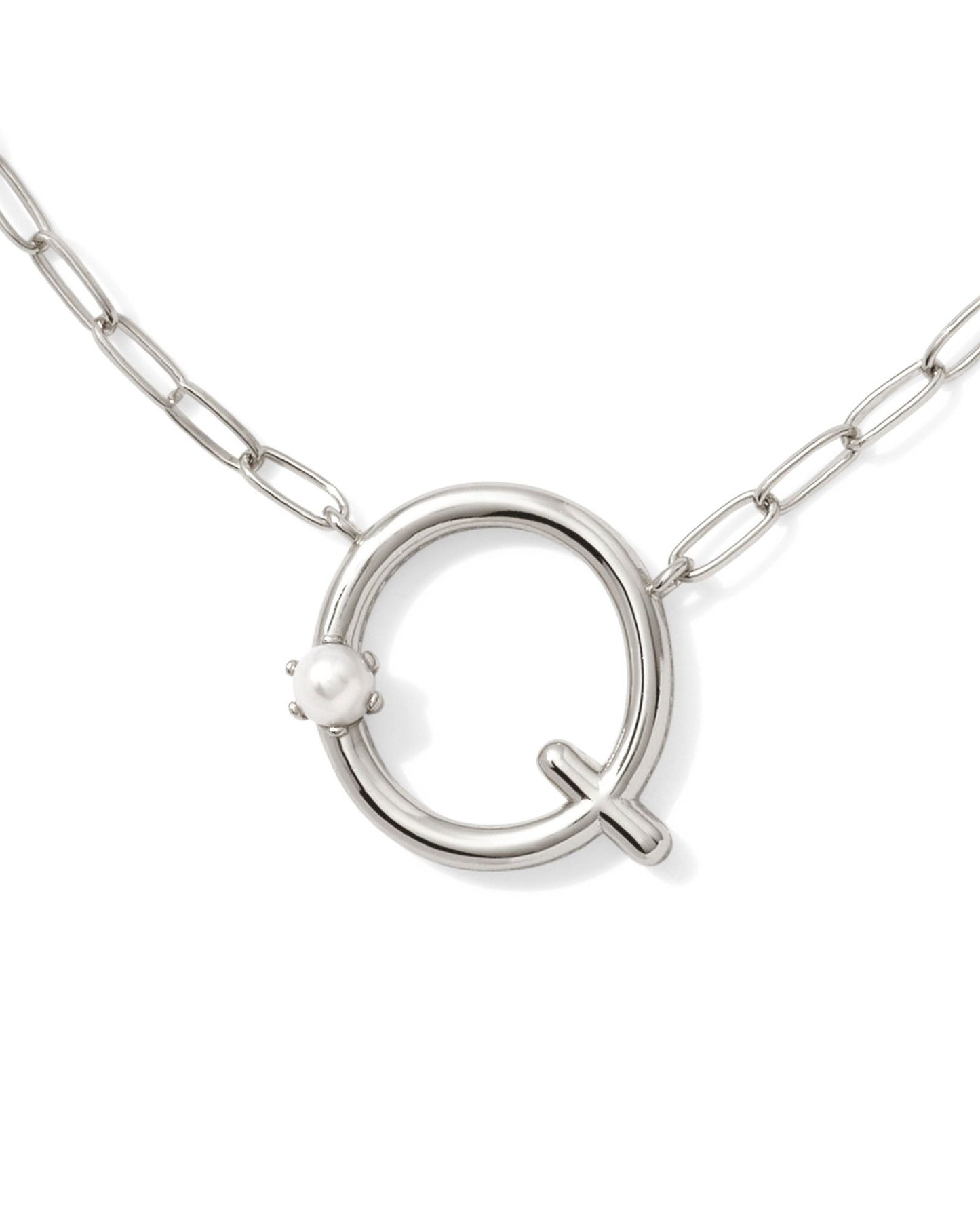 Pearl Initial Q Short Pendant Necklace - Silver - Southern Belle Boutique