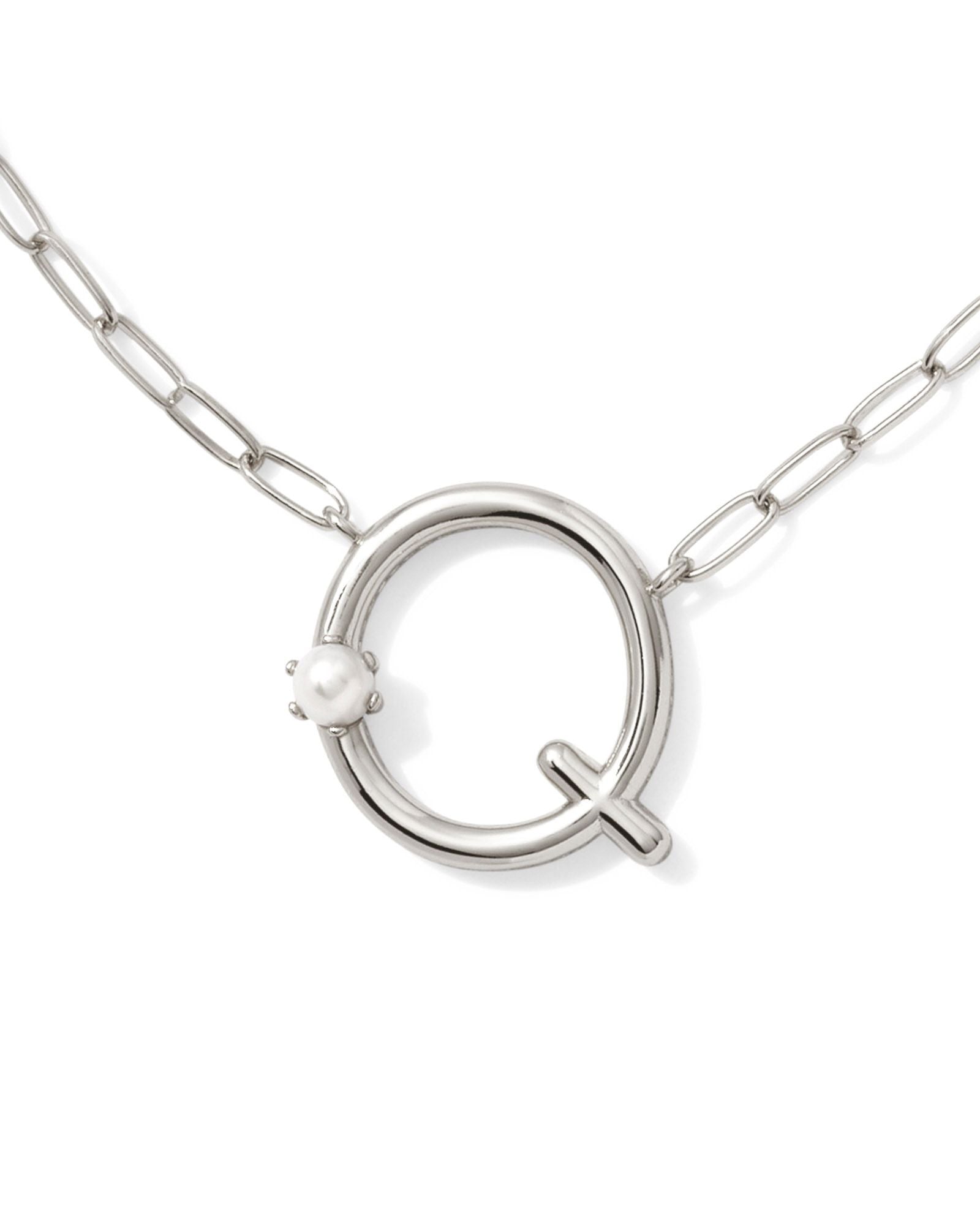 Pearl Initial Q Short Pendant Necklace - Silver - Southern Belle Boutique