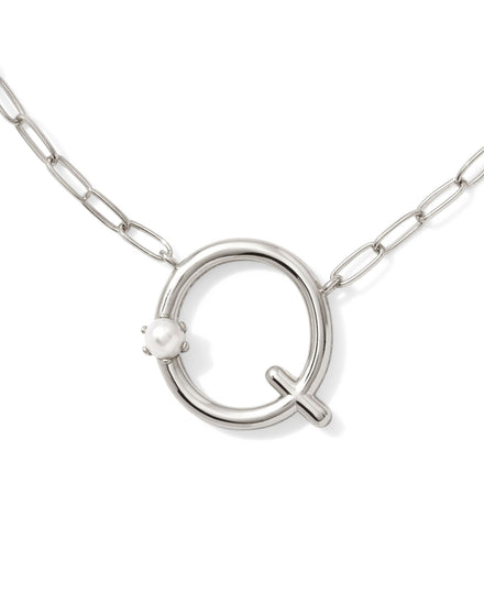 Pearl Initial Q Short Pendant Necklace - Silver - Southern Belle Boutique