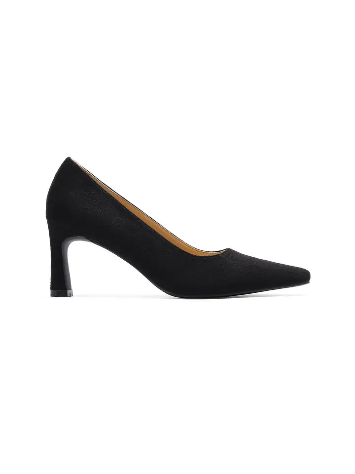 Black Suede Classic Pump Heel