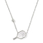 Pickelball Short Pendant Necklace Silver Ivory Mother of Pearl