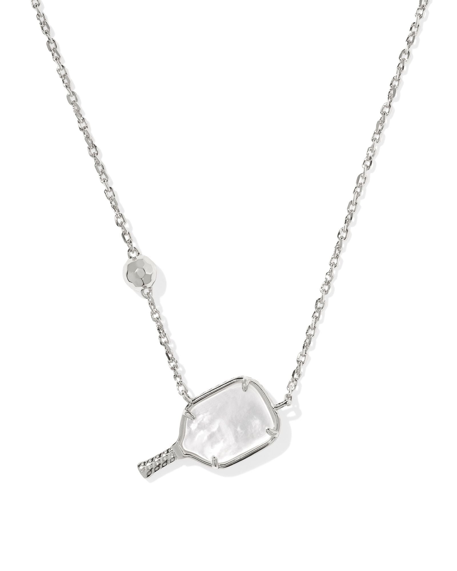 Pickelball Short Pendant Necklace Silver Ivory Mother of Pearl - Southern Belle Boutique