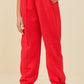 Red Washed Paneled Knit Joggers