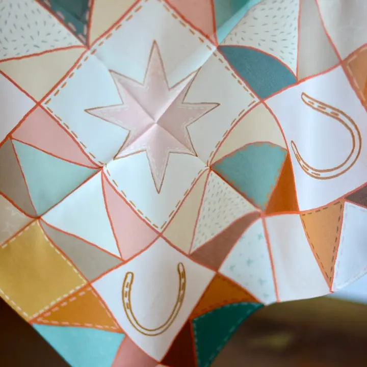 Horseshoe Vintage Ranching Patchwork Quilt Western Silk Wild Rag Scarf - Southern Belle Boutique