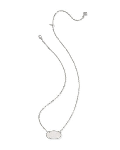 Elisa Statement Short Pendant Necklace Silver Iridescent Drusy