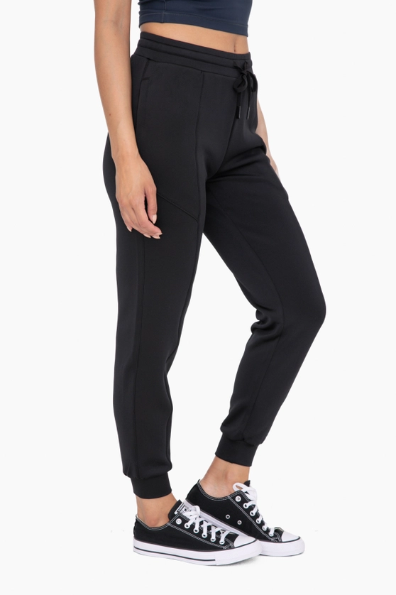 Cuffed Joggers with Zippered Pockets - Black