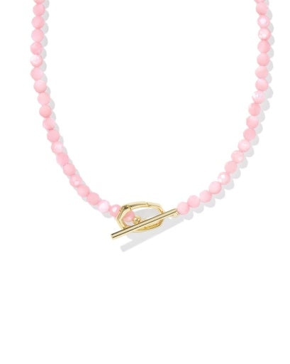 Sylvia Strand Necklace Gold Pink Chalcedony - Southern Belle Boutique