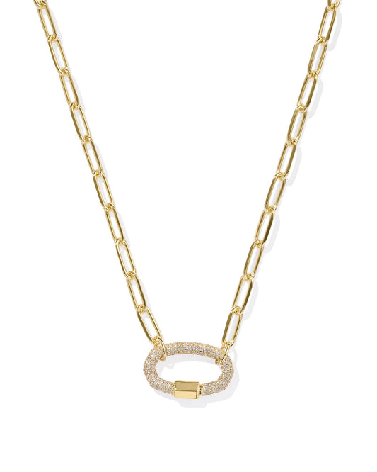 Emery Link And Chain Necklace - Gold White Crystal