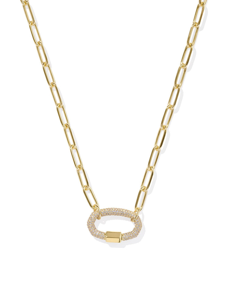 Emery Link And Chain Necklace - Gold White Crystal