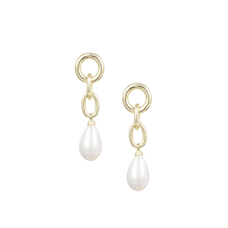 Allure Pearl Drop Earrings - Gold Pearl