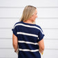 Navy Striped Bow Sweater