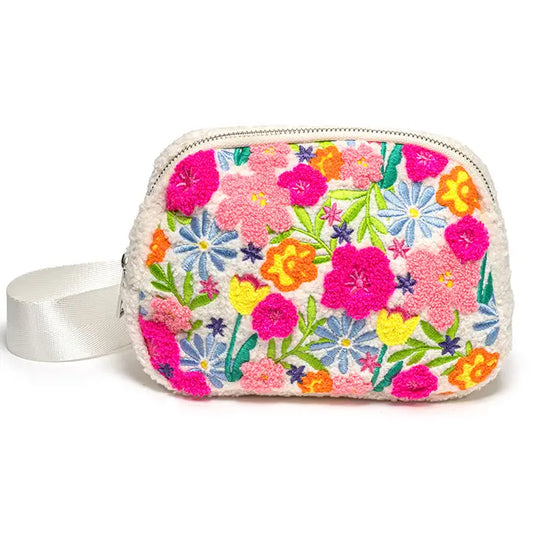 Adjustable Belt Bag - Spring Flowers in Bloom - White - Southern Belle Boutique