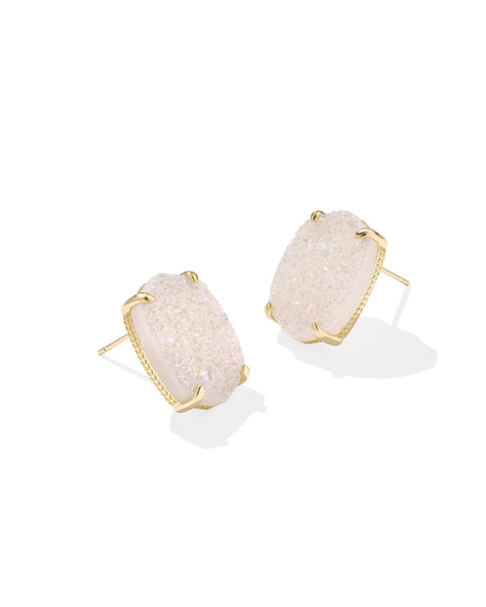 Daphne Large Stud Earrings - Gold Iridescent Drusy