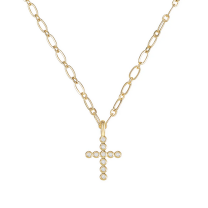 Legacy Cross Drop Necklace - Gold - Southern Belle Boutique