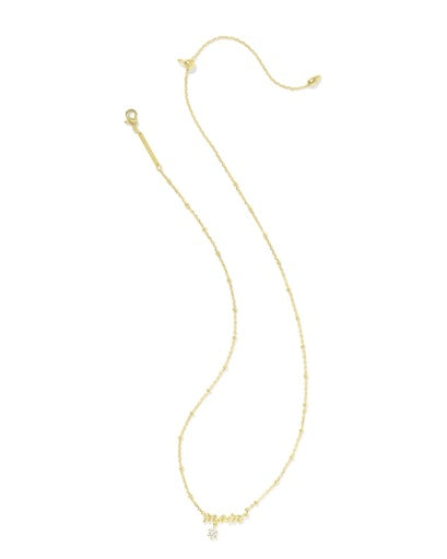 Mom Crystal Short Pendant Necklace Gold - Southern Belle Boutique