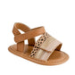 Ashlee Tan PU Double Closure Sandal w Blush Champagne and Cheetah Trim - Southern Belle Boutique