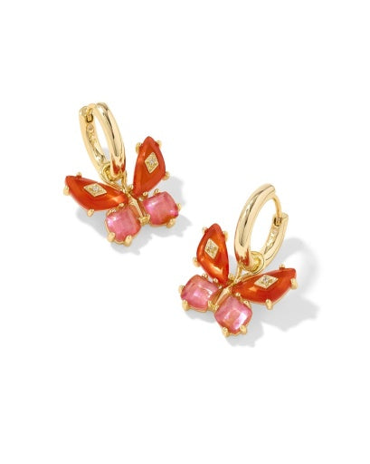Bianca Butterfly Huggie Earrings - Gold Orange Mix - Southern Belle Boutique