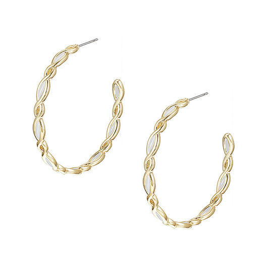 Bloom Hoop Earrings - Gold White