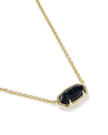 Elisa Boo Short Pendant Necklace - Gold Black Granite - Southern Belle Boutique