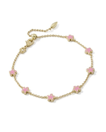 Jane Delicate Chain Bracelet - Gold Dark Pink Enamel - Southern Belle Boutique