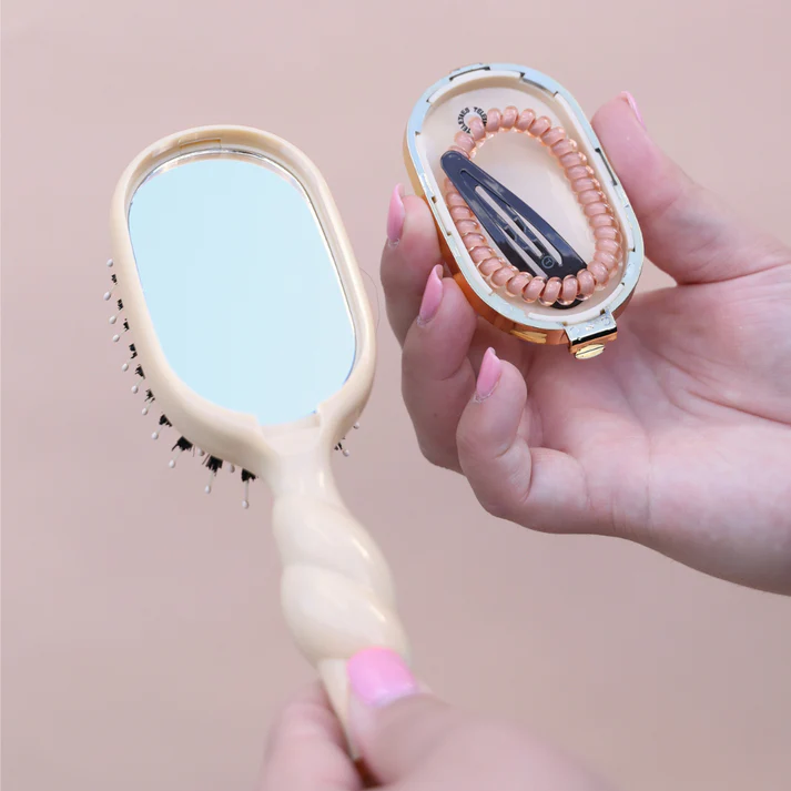 Mini Boar Bristle Hair Brush - Tan - Southern Belle Boutique