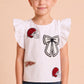 Red Helmet And Bow Patched Ruffled Tank