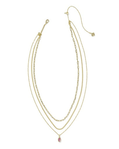 Mini Elisa Triple Strand Necklace Gold Azalea Illusion - Southern Belle Boutique