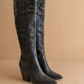 The Bronco Black Knee High Western Boot