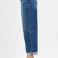 High Rise Fit Barrel Cuffed Jean - Dark Wash