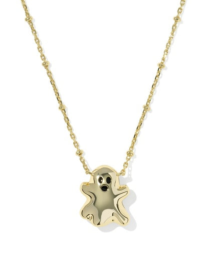 Ghost Short Pendant Necklace - Gold White Glow In The Dark Glass - Southern Belle Boutique