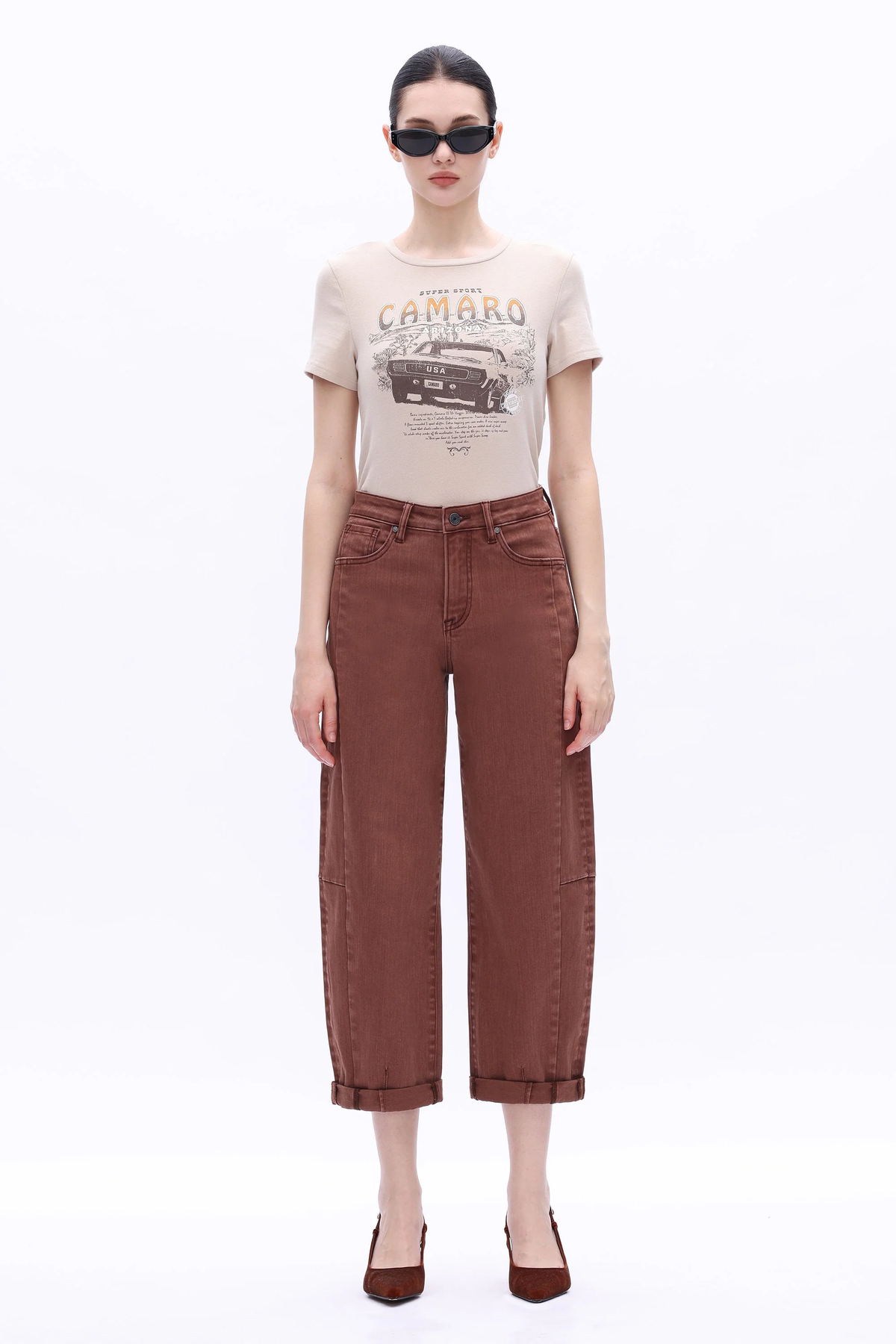 High Rise Cuffed Barrel Jean - Espresso - Southern Belle Boutique
