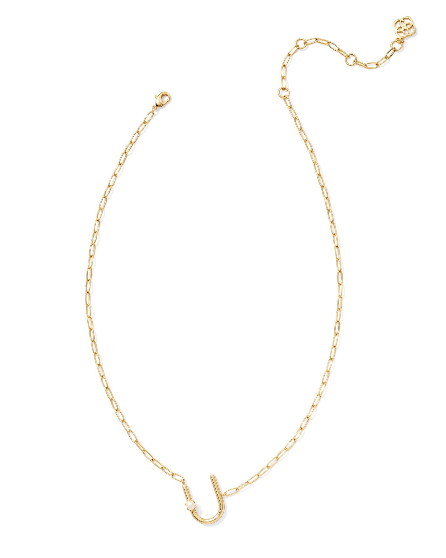 Pearl Initial U Short Pendant Necklace - Gold - Southern Belle Boutique