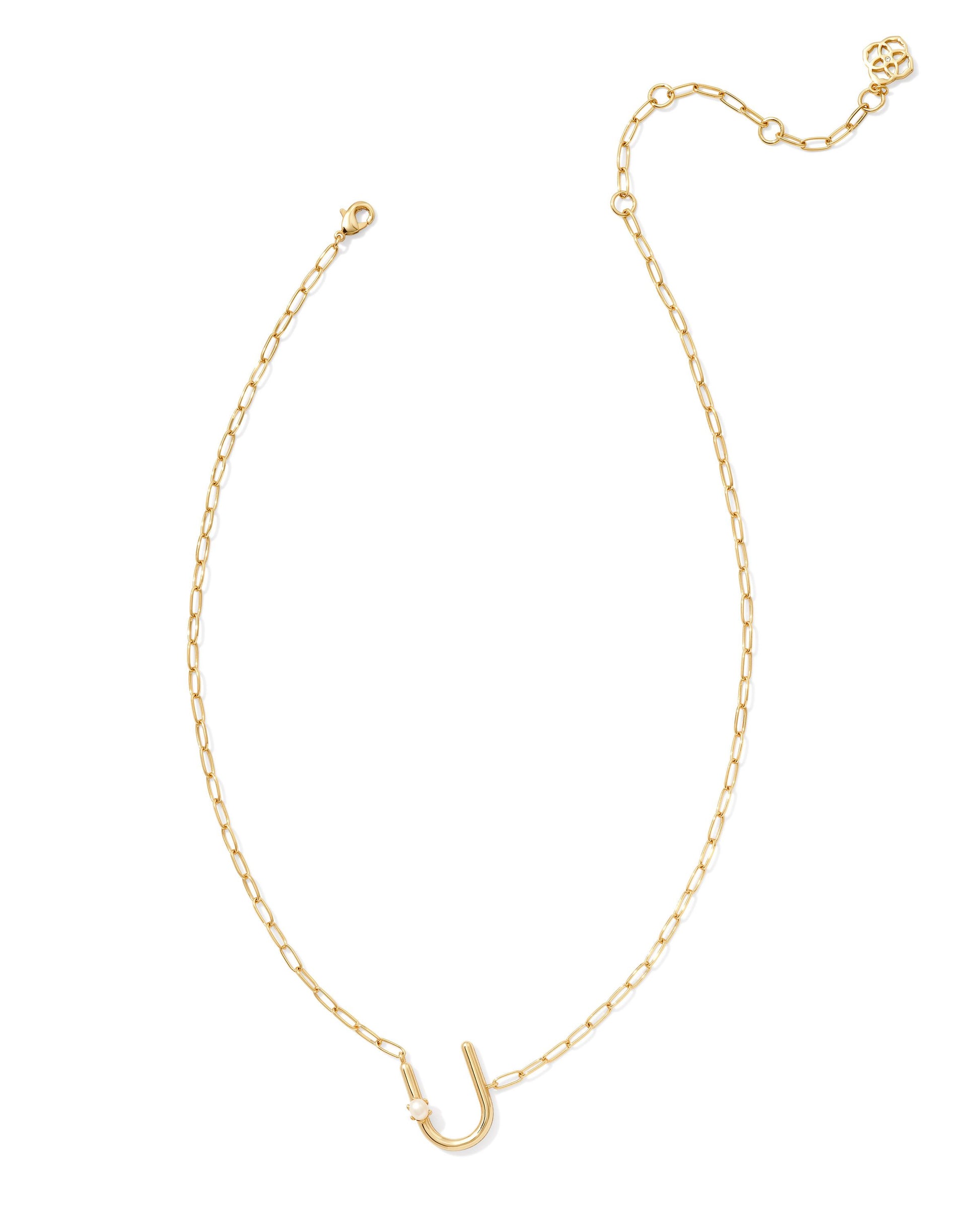 Pearl Initial U Short Pendant Necklace - Gold - Southern Belle Boutique
