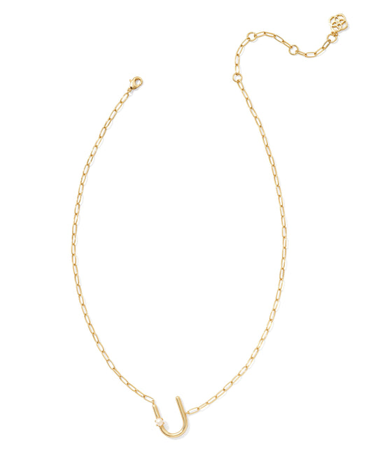 Pearl Initial U Short Pendant Necklace - Gold - Southern Belle Boutique