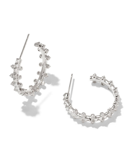 Jada Small Hoop Earrings Silver White Crystal - Southern Belle Boutique