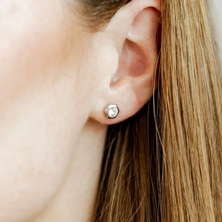 Screwback Stud Earrings - Addison Clear Silver - Southern Belle Boutique