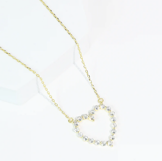 Sparkle Heart Necklace - Gold - Southern Belle Boutique