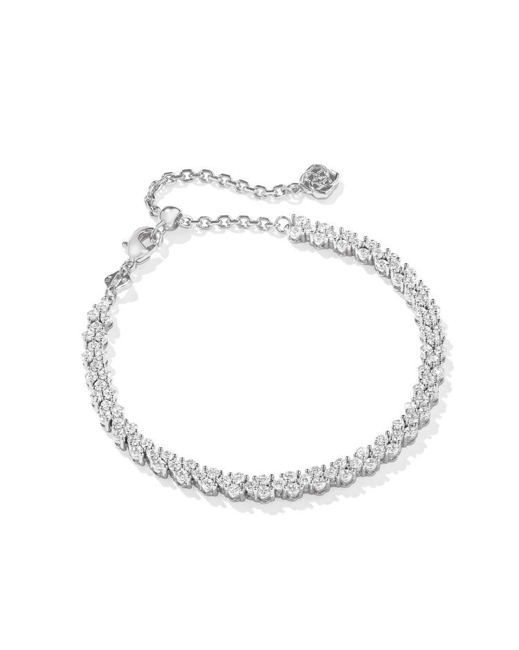 Emery Tennis Bracelet - Gold White Crystal