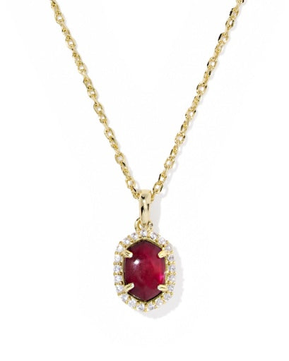 Daphne Crystal Frame Short Pendant Necklace Gold Dark Burgundy Illusion - Southern Belle Boutique