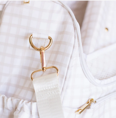 Plaid Ruffled Nylon Diaper Bag - Nude