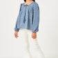 Blue Tasseled Long Sleeve Top