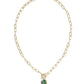 Daphne Link And Chain Necklace Gold Bronze Veined Green Malachite