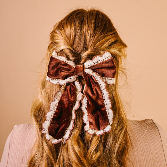 Brown Coquette Velour Hair Bow - Southern Belle Boutique