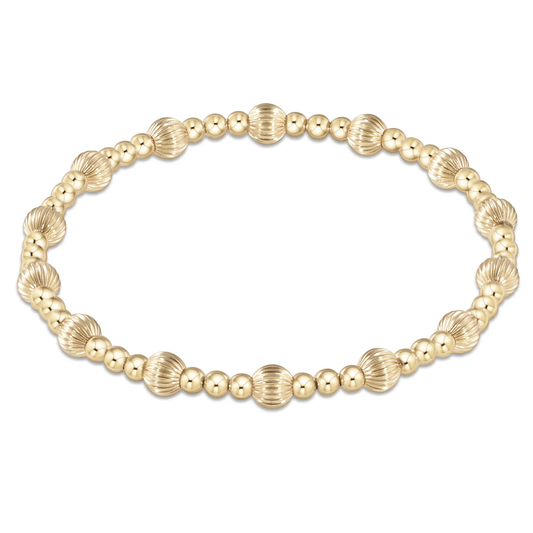Dignity Sincerity Pattern 5mm Bead Bracelet - Gold (EXTENDS)