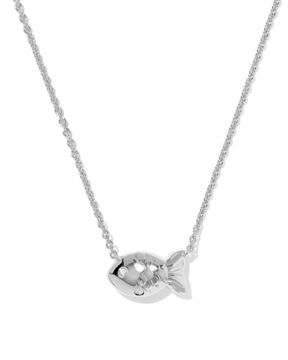 Parker Fish Short Pendant Necklace Silver Abalone Shell - Southern Belle Boutique